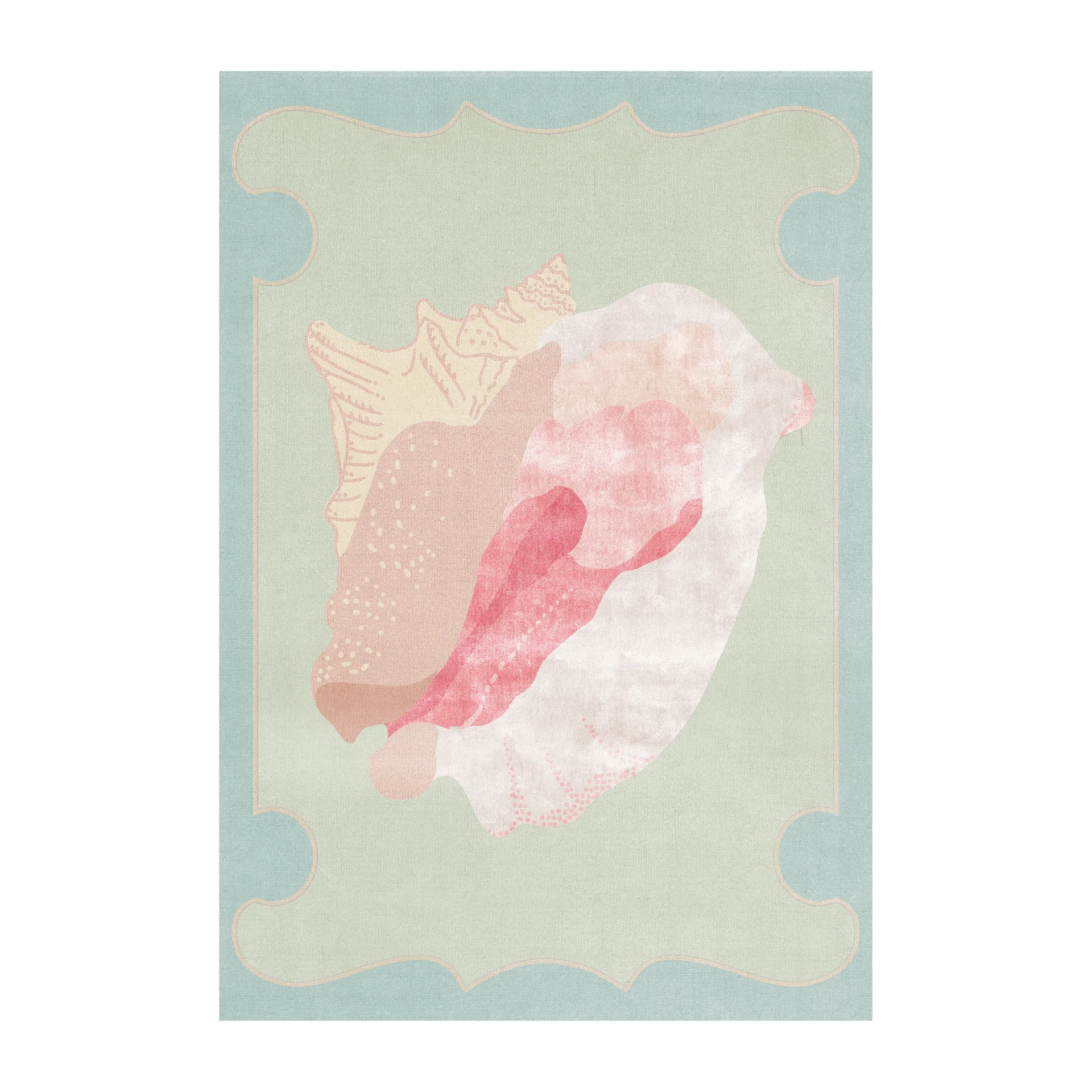 Tapis en laine à motif Shell, Blue, pink, 250x350 cm Layered