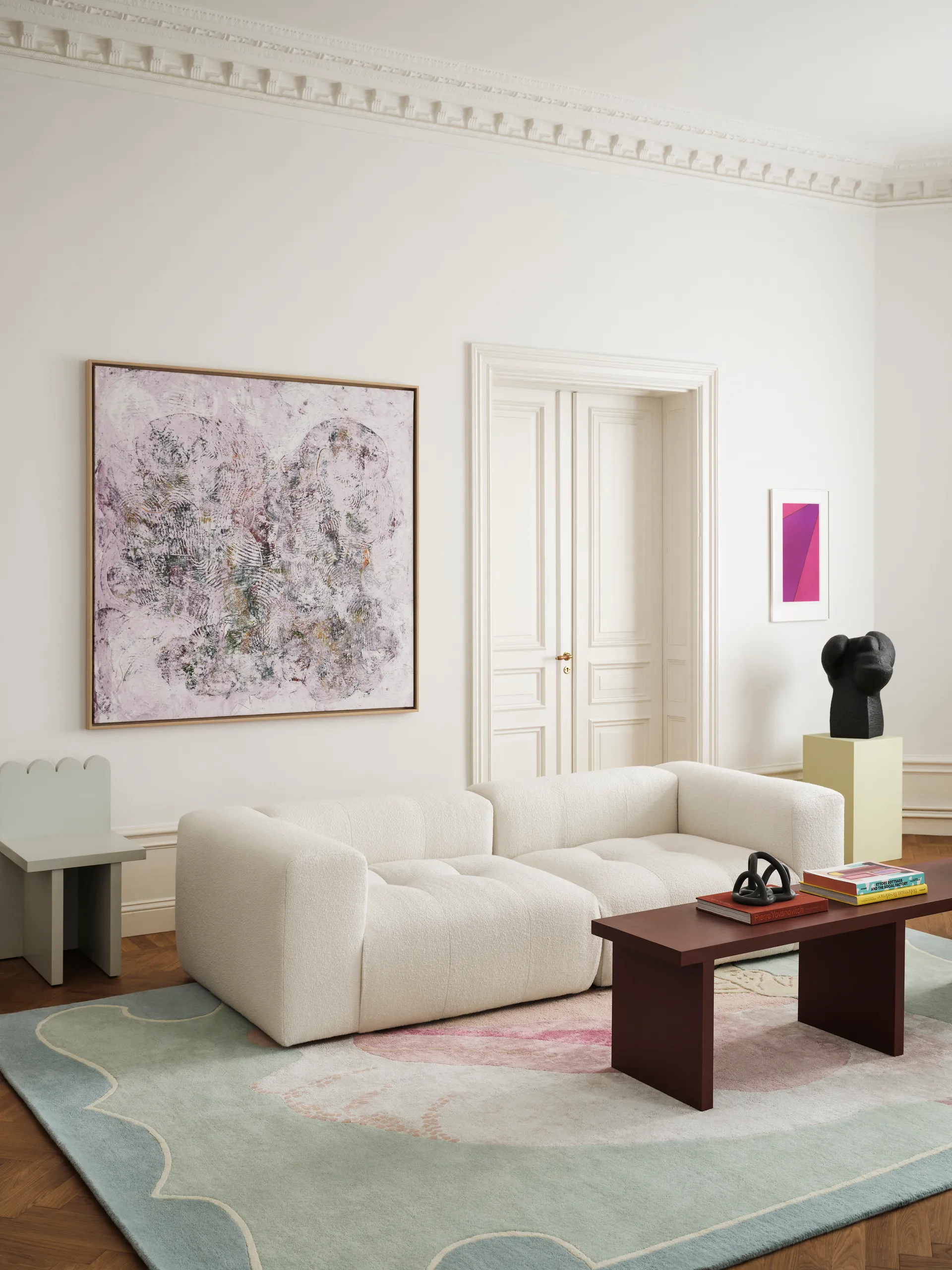 Tapis en laine à motif Shell, Blue, pink, 250x350 cm Layered