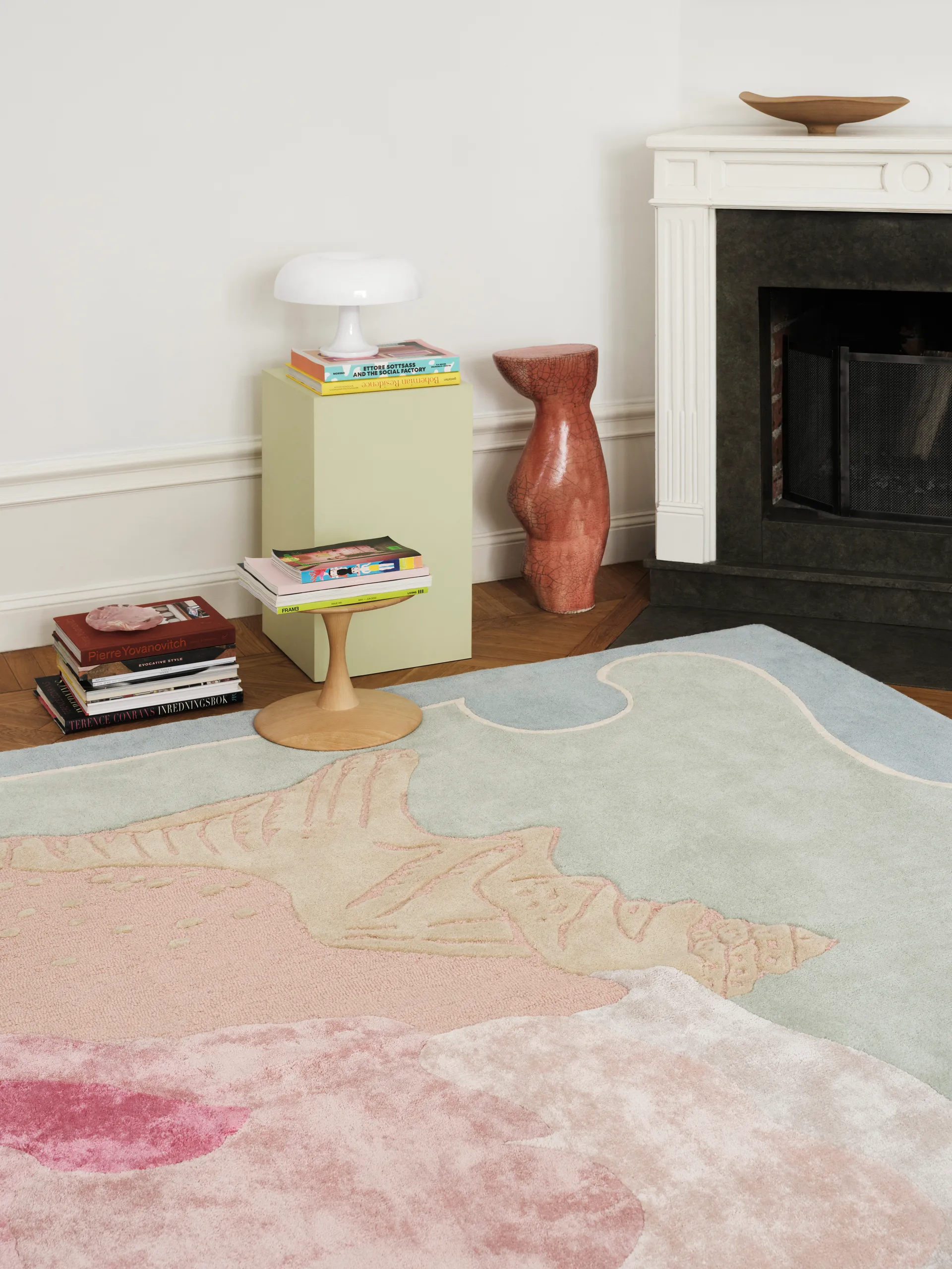 Tapis en laine à motif Shell, Blue, pink, 250x350 cm Layered
