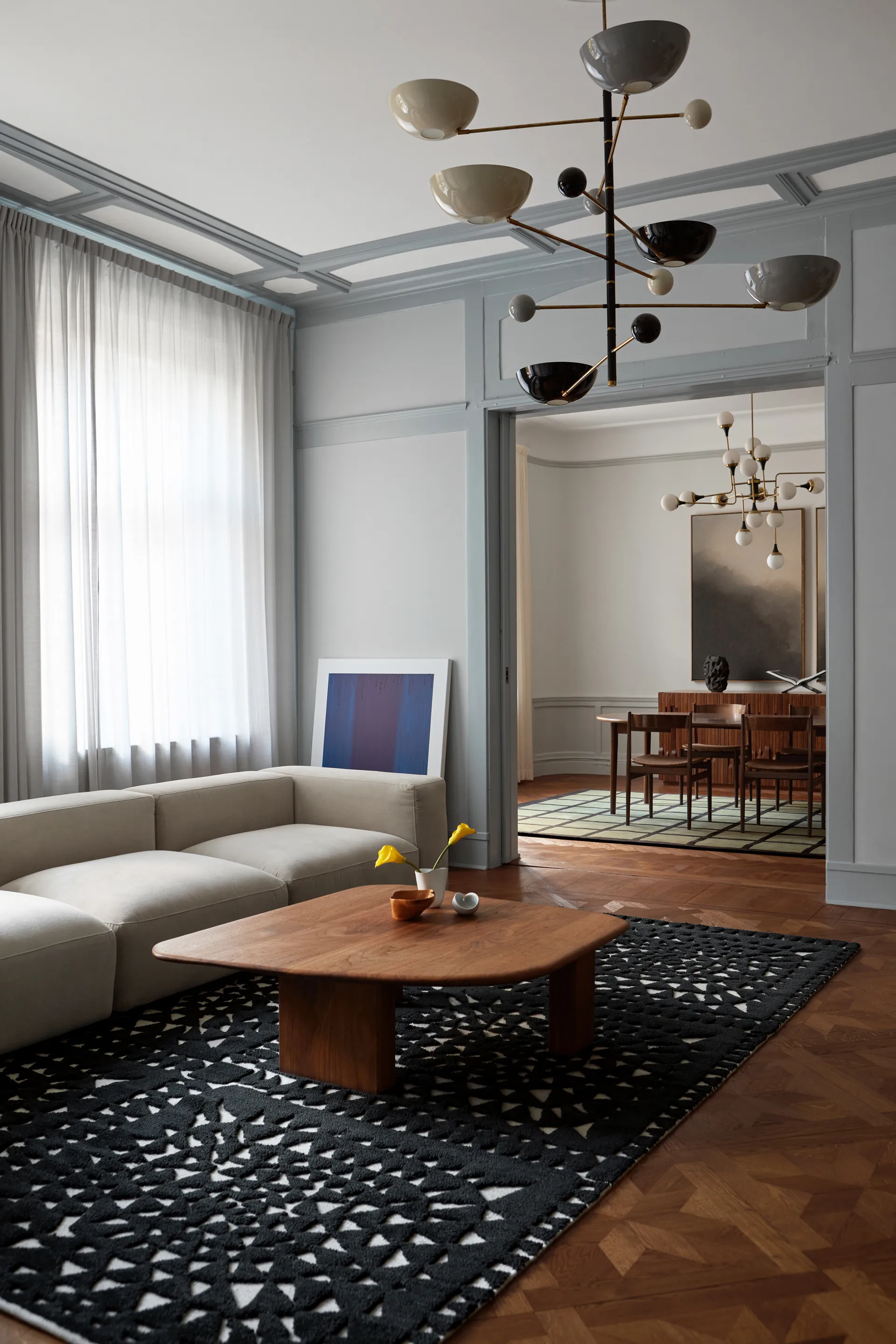 Tapis en laine Avenue Checked Bone, Olive, 300x400 cm Layered