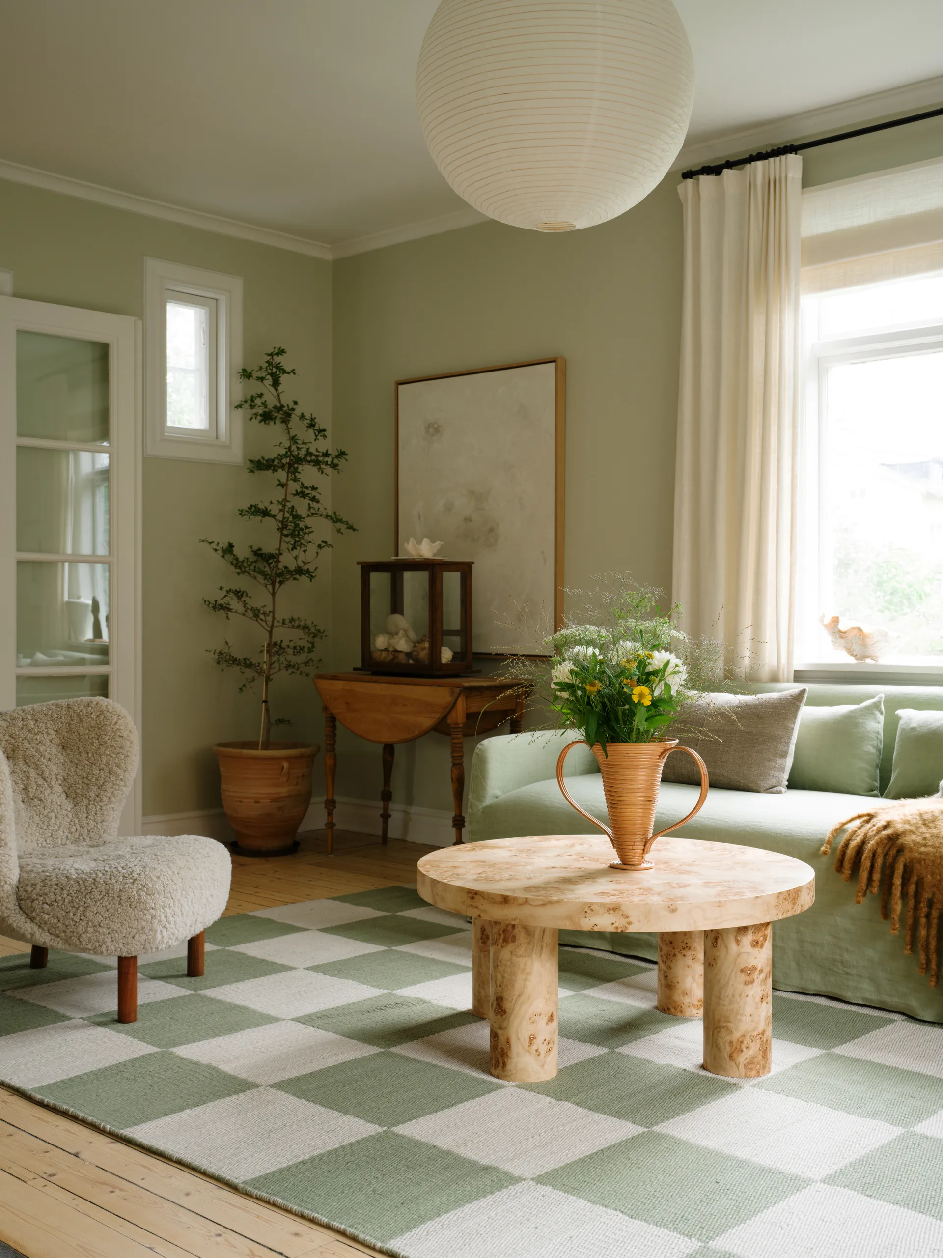 Tapis en laine Chess, Sage, 140x200 cm Layered