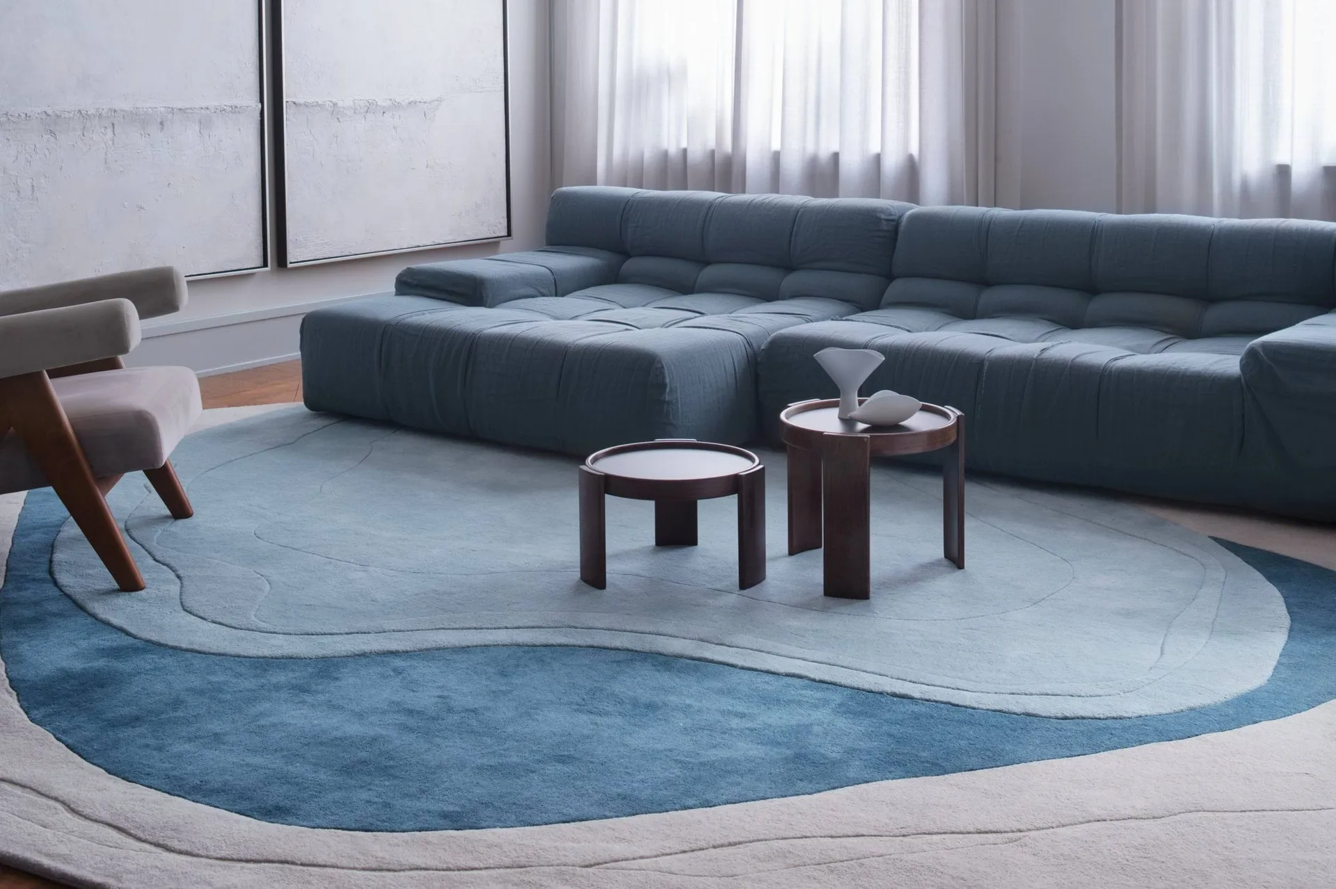 Tapis en laine Erik Bratsberg Lozza, Teal, 230x300 cm Layered
