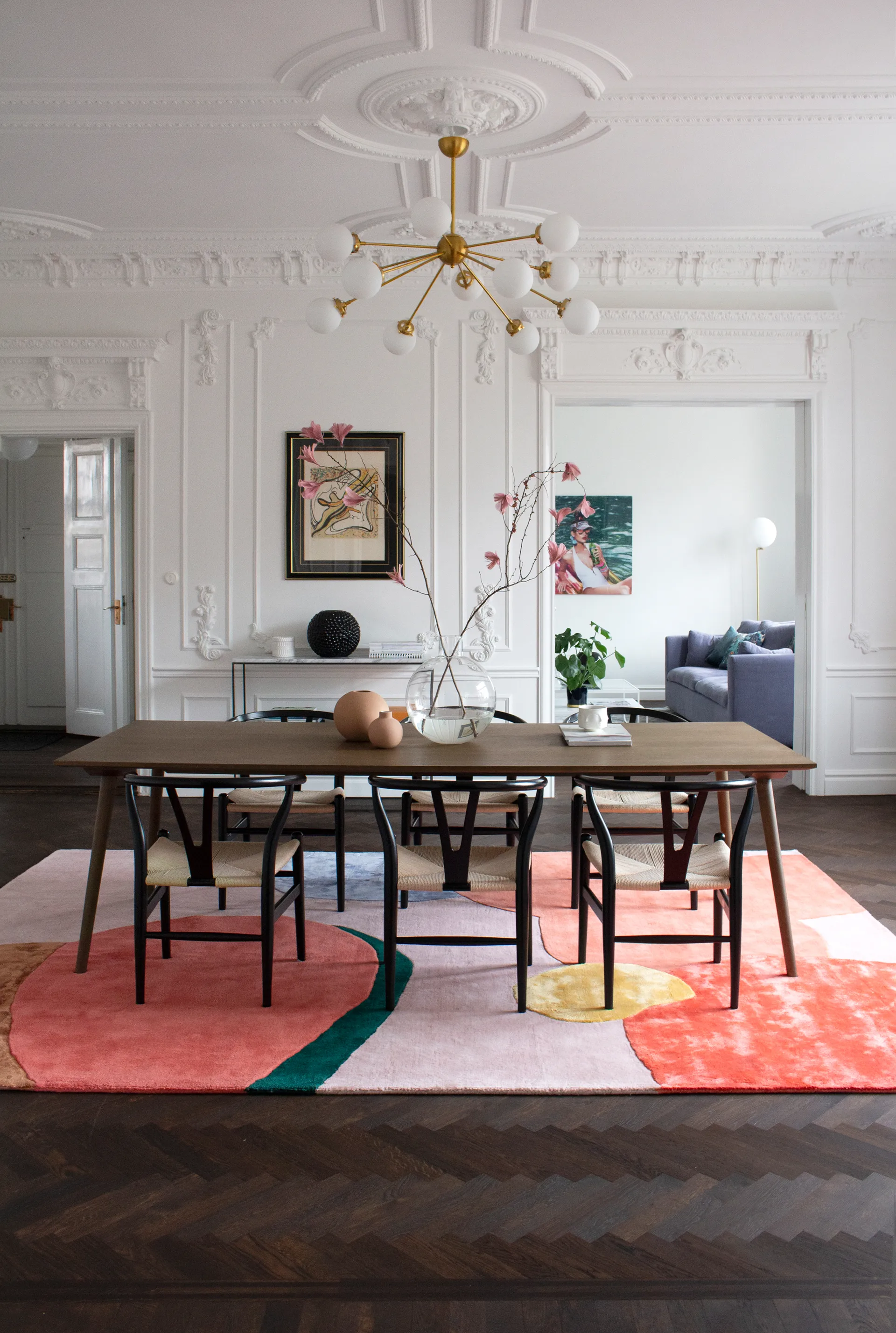 Tapis en laine Flower Field 160x230 cm, Pink Layered