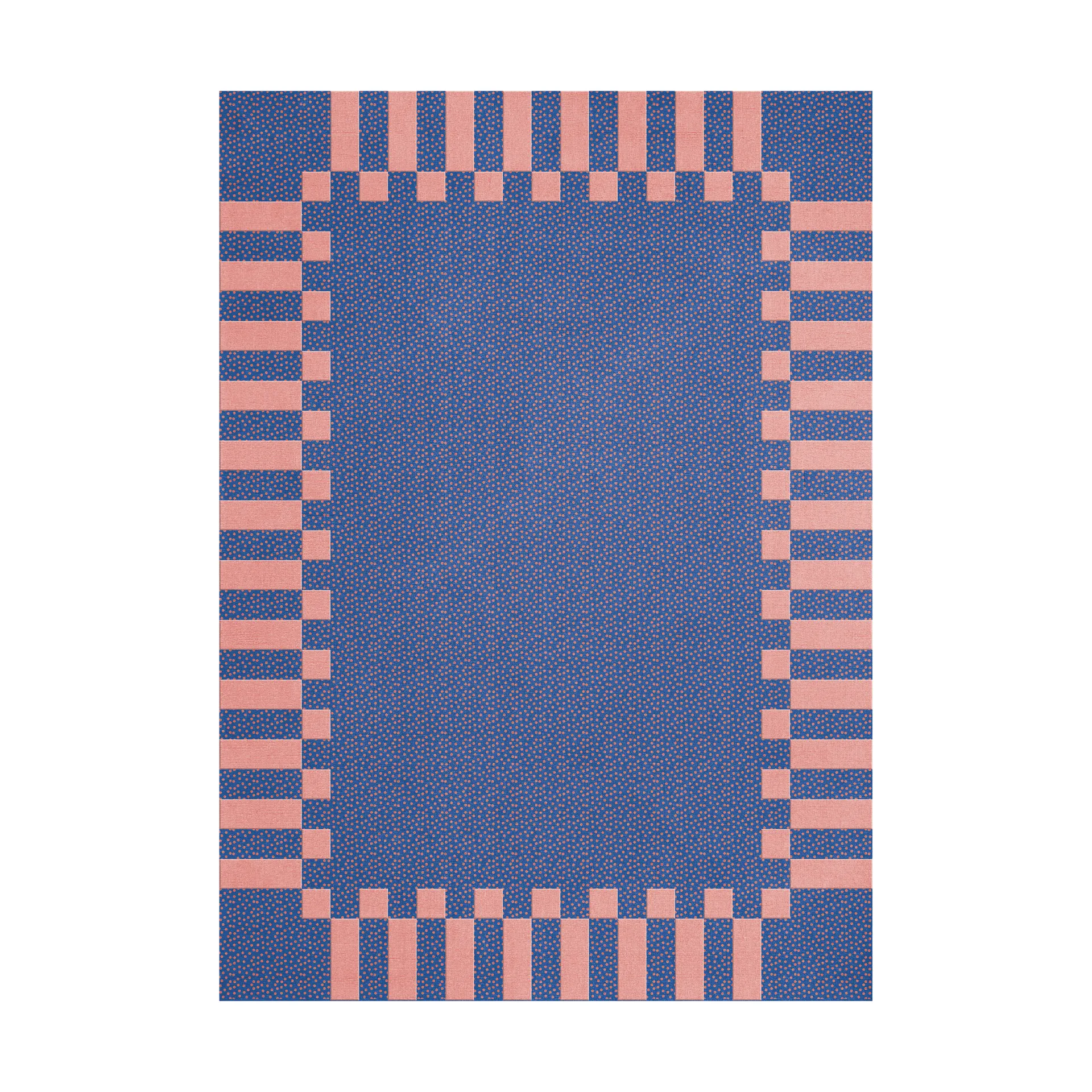 Tapis en laine Teklan Frame, Cobalt salmon, 250x350 cm Layered