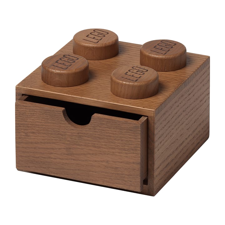 Tiroir de bureau LEGO 4 en bois, Chêne teinté foncé Lego