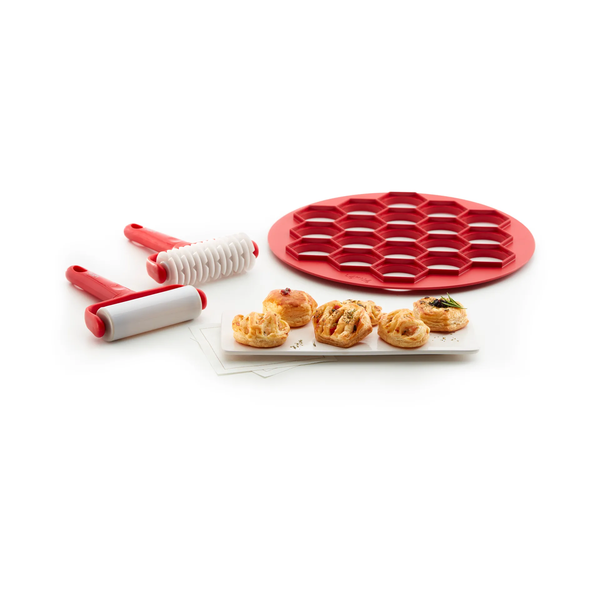 Kit de pâtisserie pour mini-tartes Lékué, Rouge Lékué