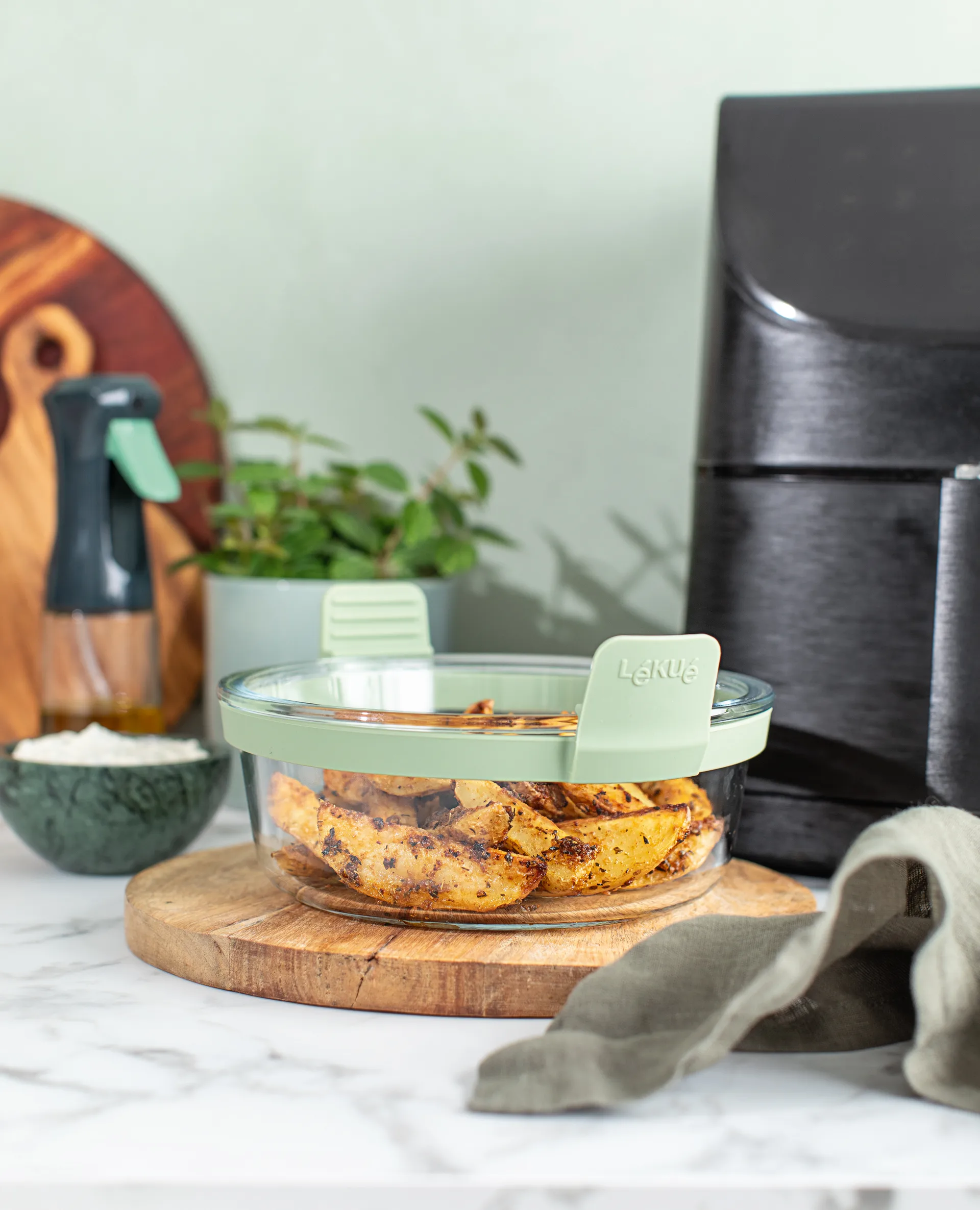 Lékué Air fryer moule rond en verre, Transparent Lékué