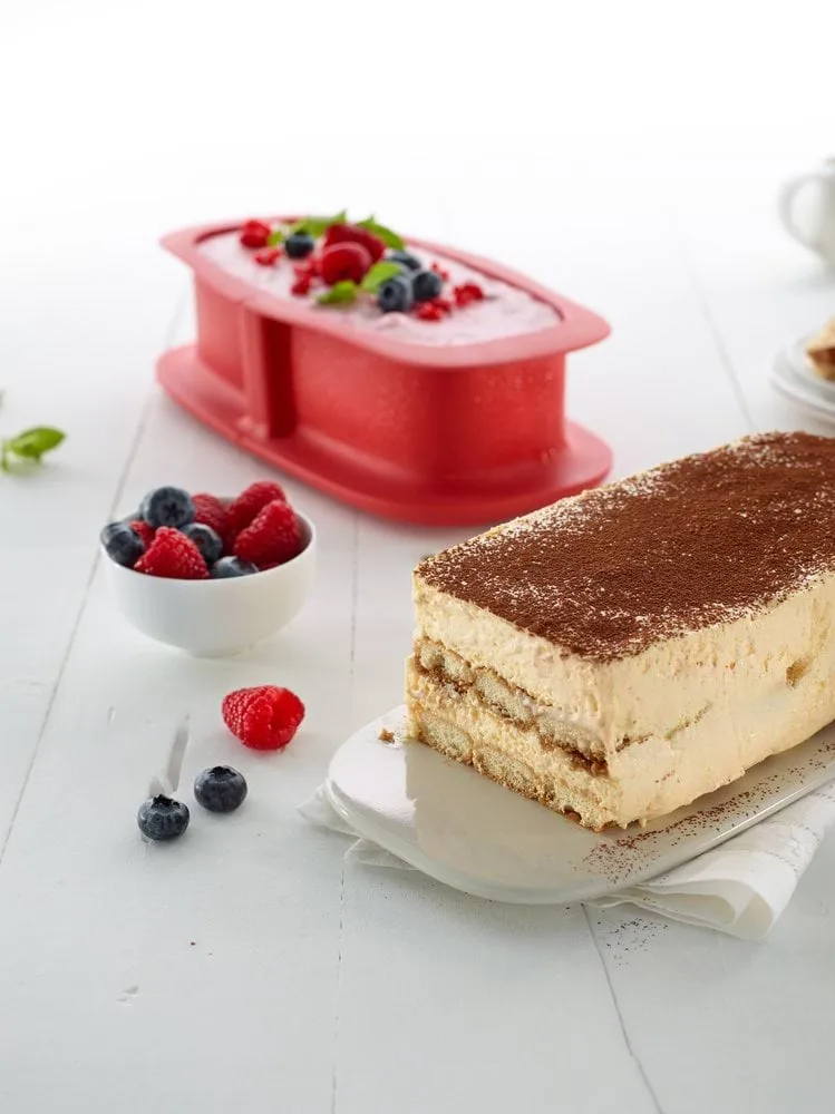 Moule à cake avec assiette Lékué 24 cm, Rouge Lékué