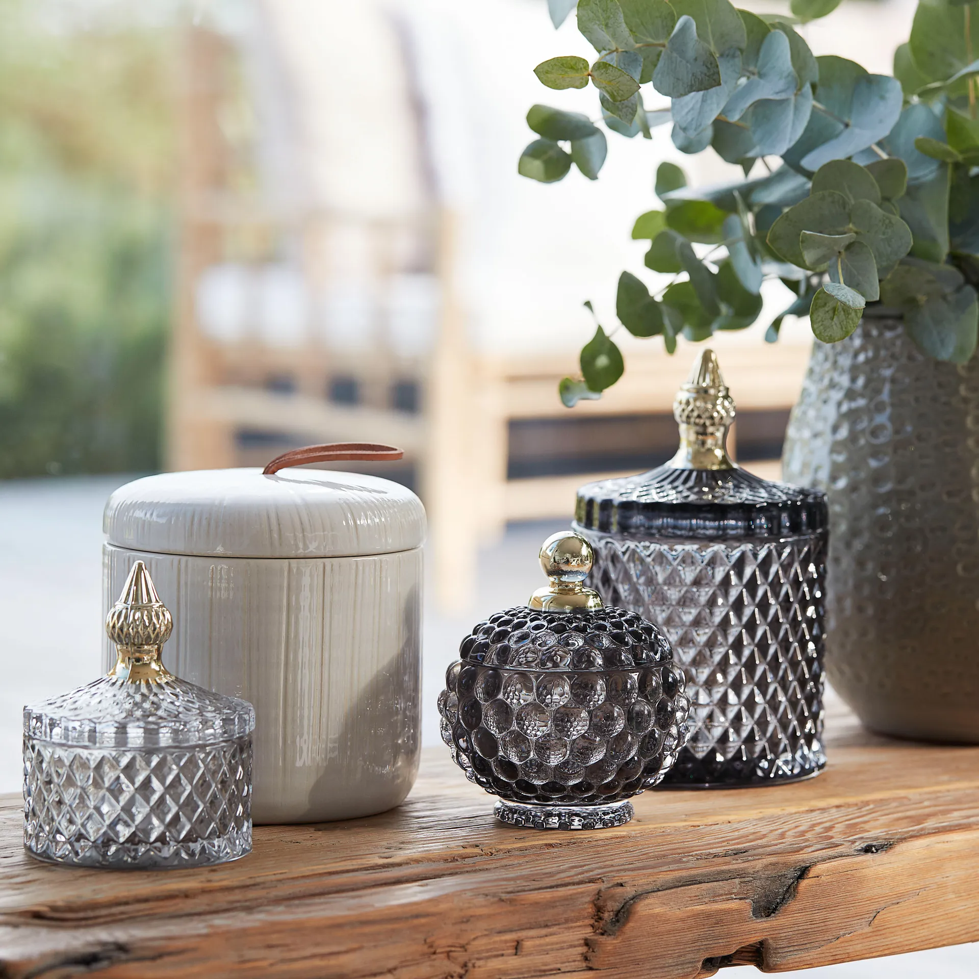 Bocal avec couvercle Miya Ø8,5cm, Gris clair Lene Bjerre