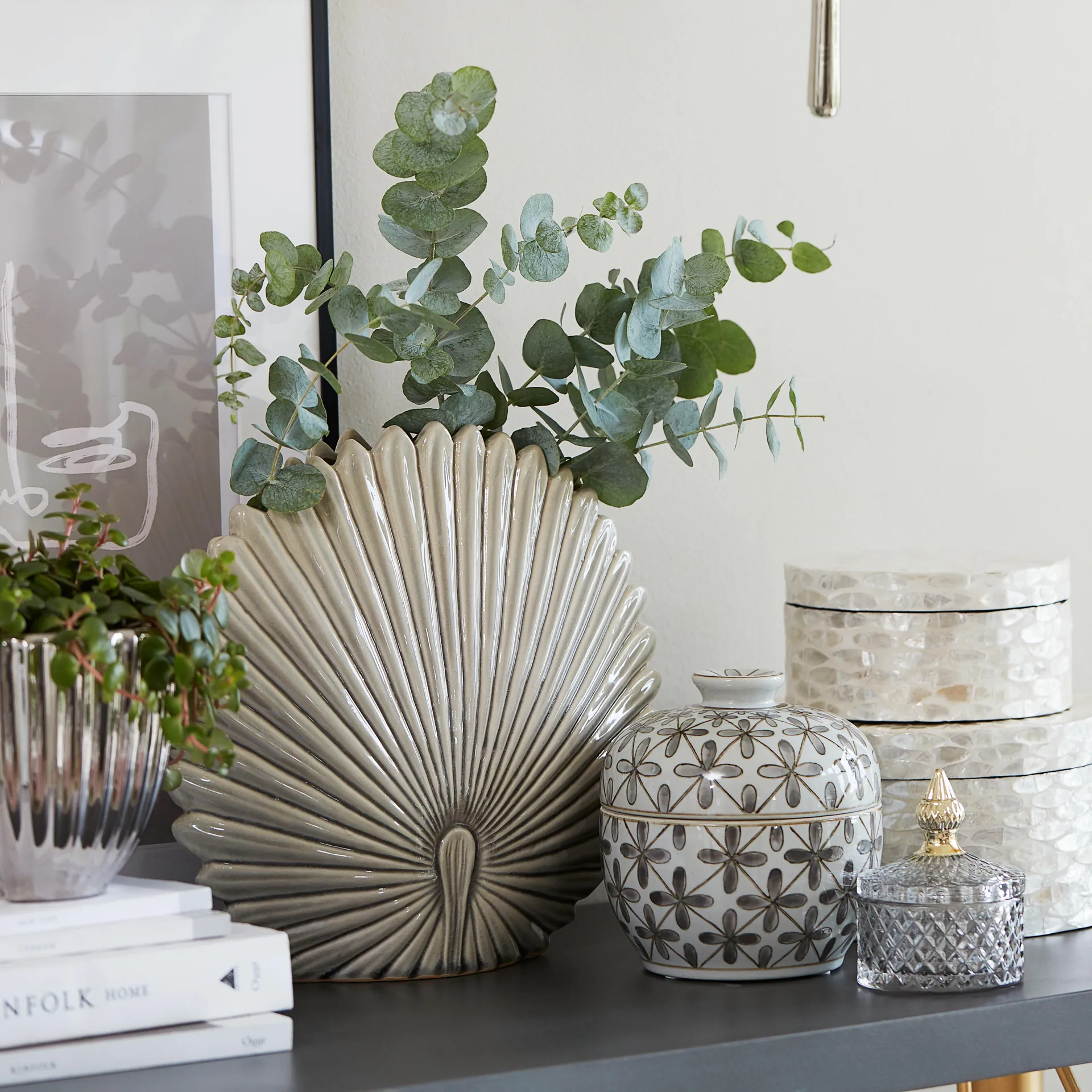 Bocal avec couvercle Miya Ø8,5cm, Gris clair Lene Bjerre