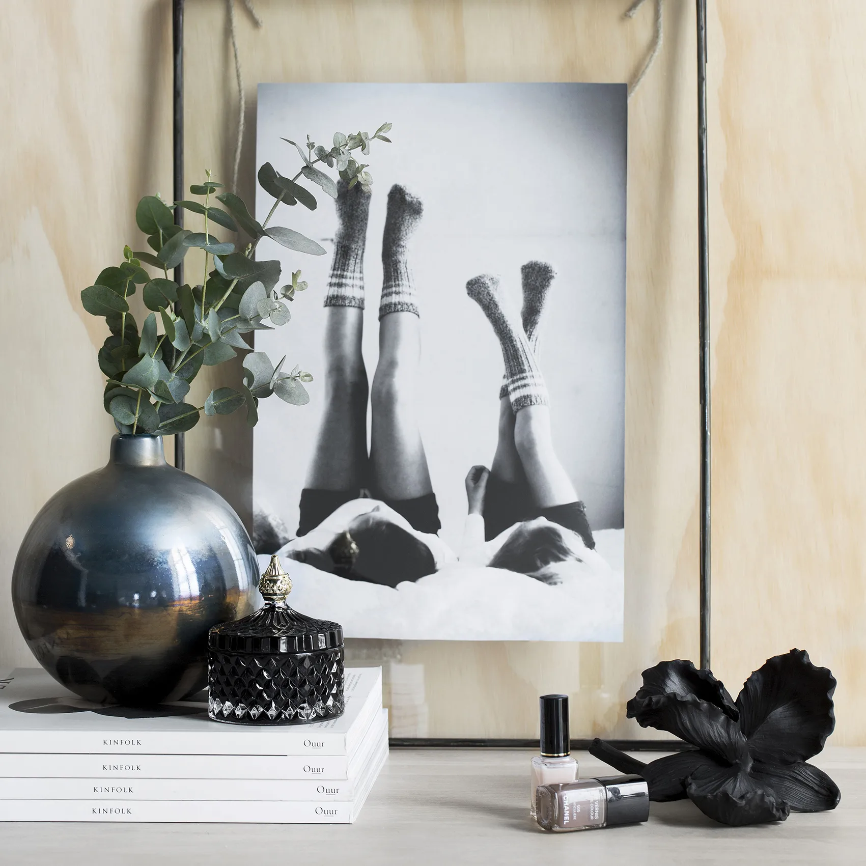 Bocal avec couvercle Miya Ø8,5cm, Gris foncé/noir Lene Bjerre