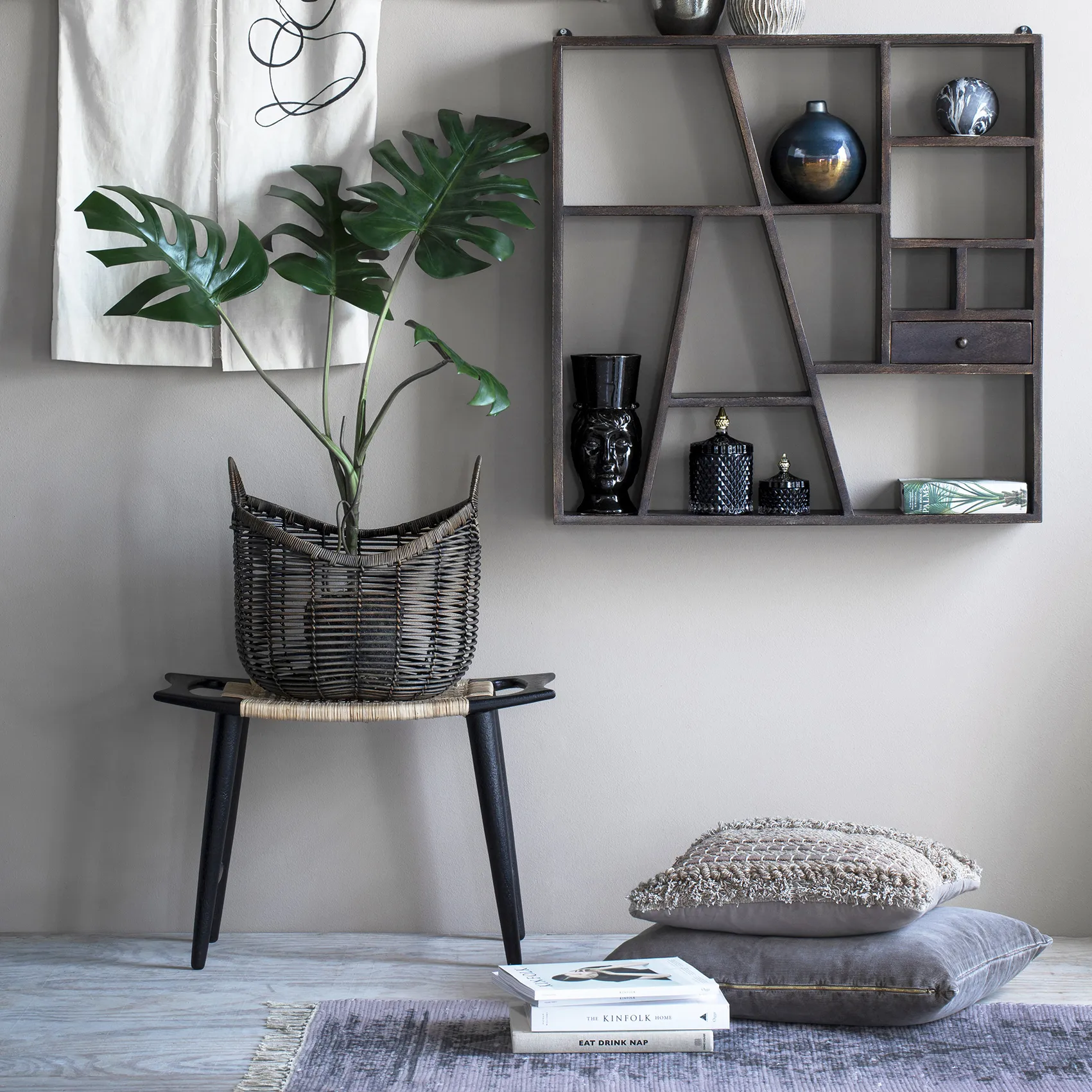 Bocal avec couvercle Miya Ø8,5cm, Gris foncé/noir Lene Bjerre