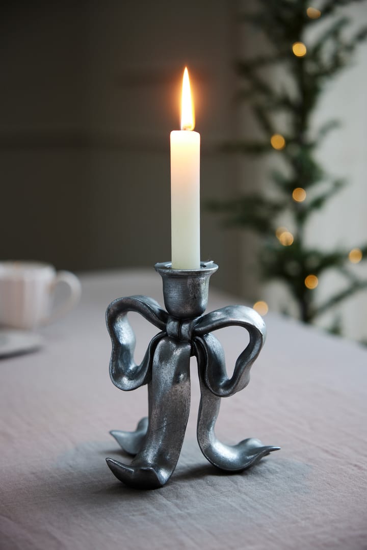 Bougeoir Serafina bow 19,7 cm, Argent antique Lene Bjerre