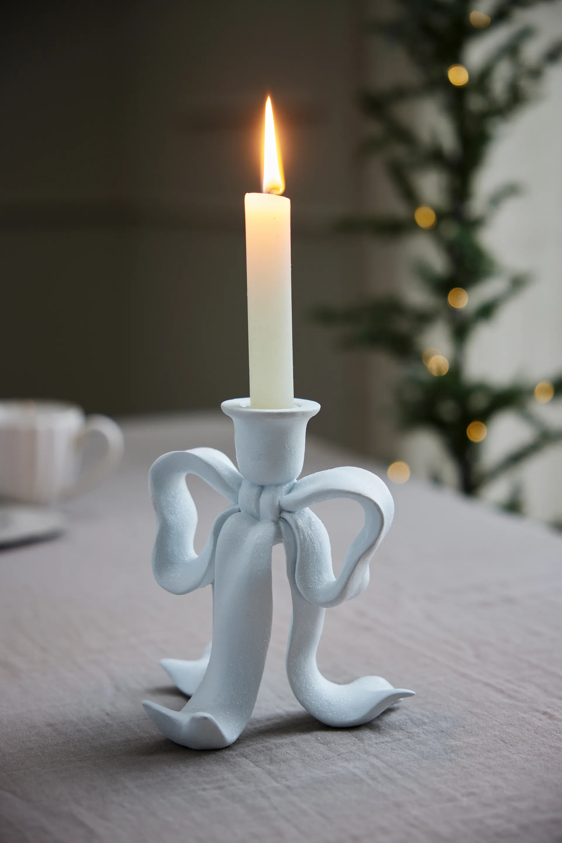 Bougeoir Serafina bow 19,7 cm, Blanc Lene Bjerre