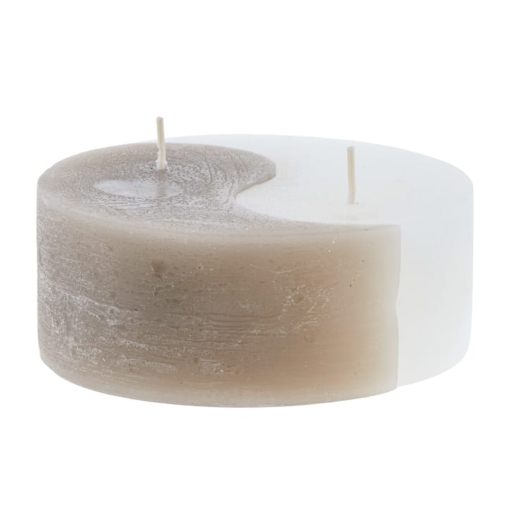 Bougie bloc YingYang Ø13 cm, Silver grey-white Lene Bjerre