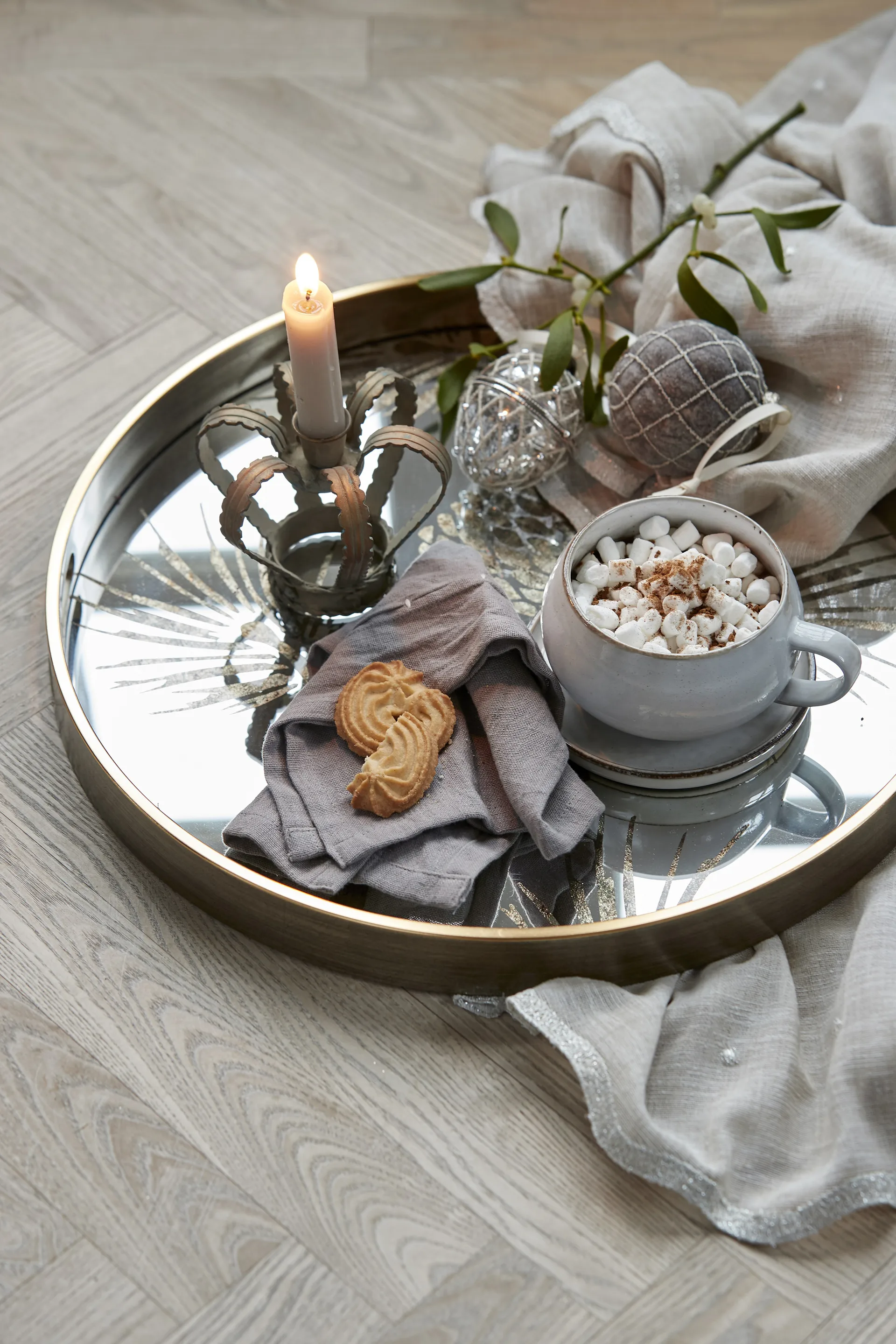 Boule de Noël à carreaux Norille Ø8 cm, Antique brown Lene Bjerre