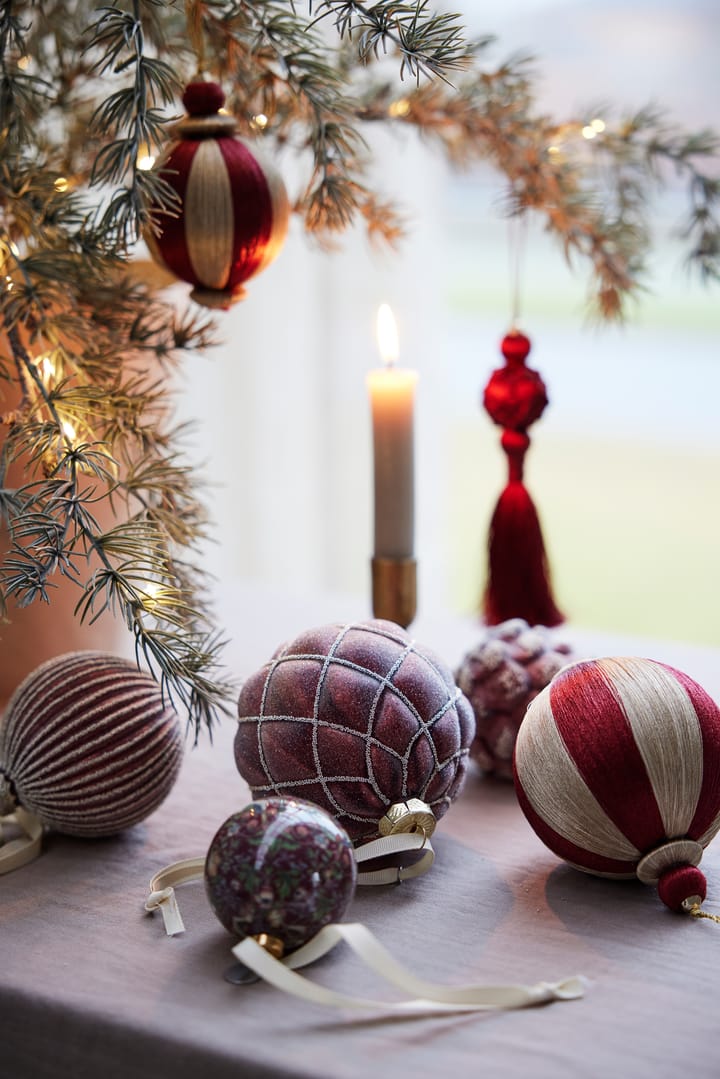 Boule de Noël Agnes Ø10 cm, Dark red-linen Lene Bjerre
