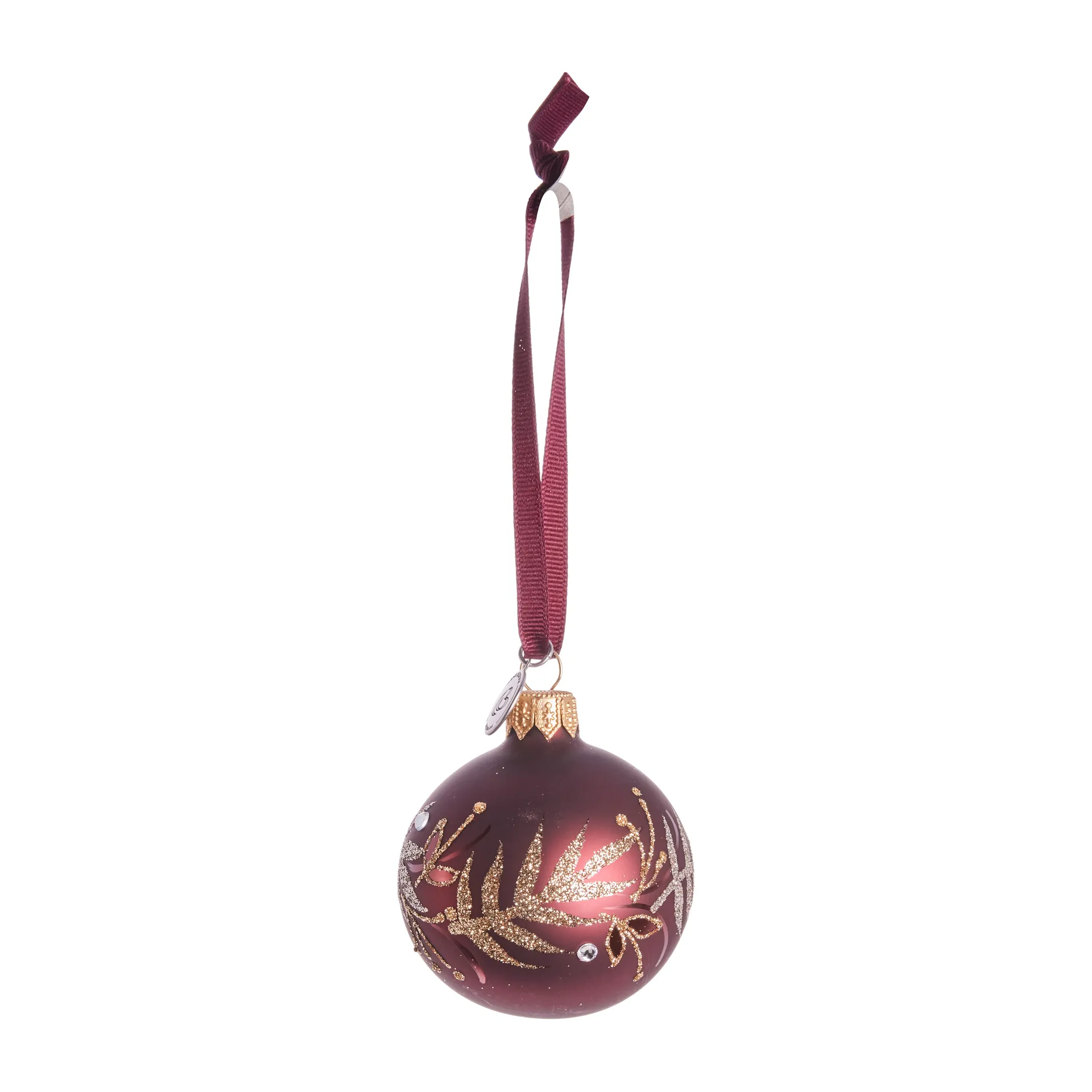 Boule de Noël avec feuille Cadelia Ø6 cm, pomegranate-light gold Lene Bjerre