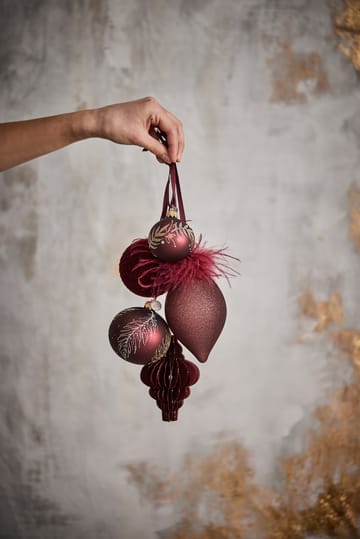 Boule de Noël avec feuille Cadelia Ø6 cm - pomegranate-light gold - Lene Bjerre