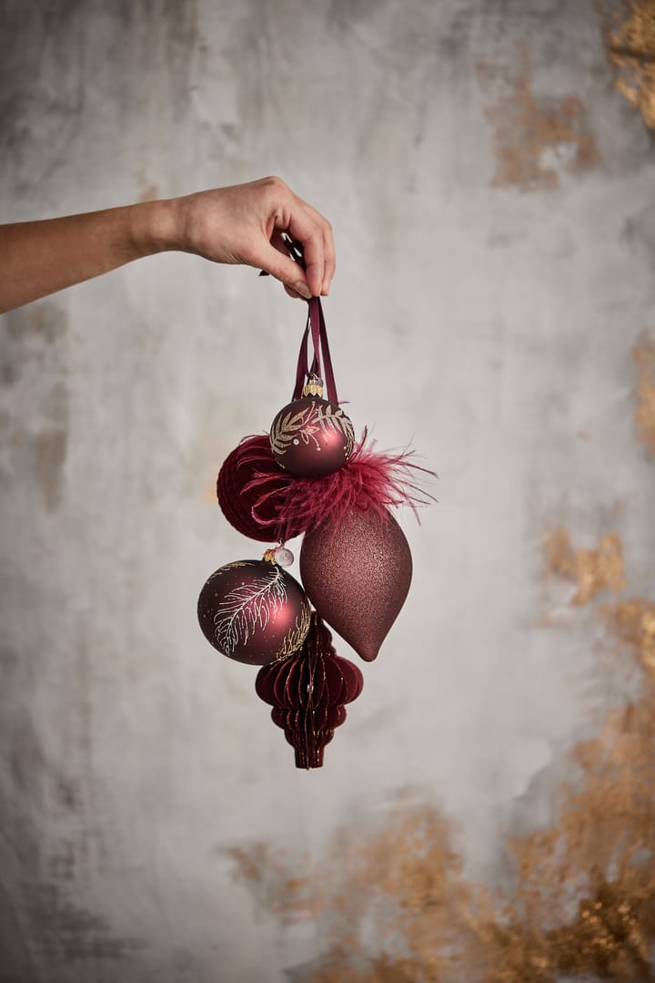 Boule de Noël avec feuille Cadelia Ø6 cm, pomegranate-light gold Lene Bjerre
