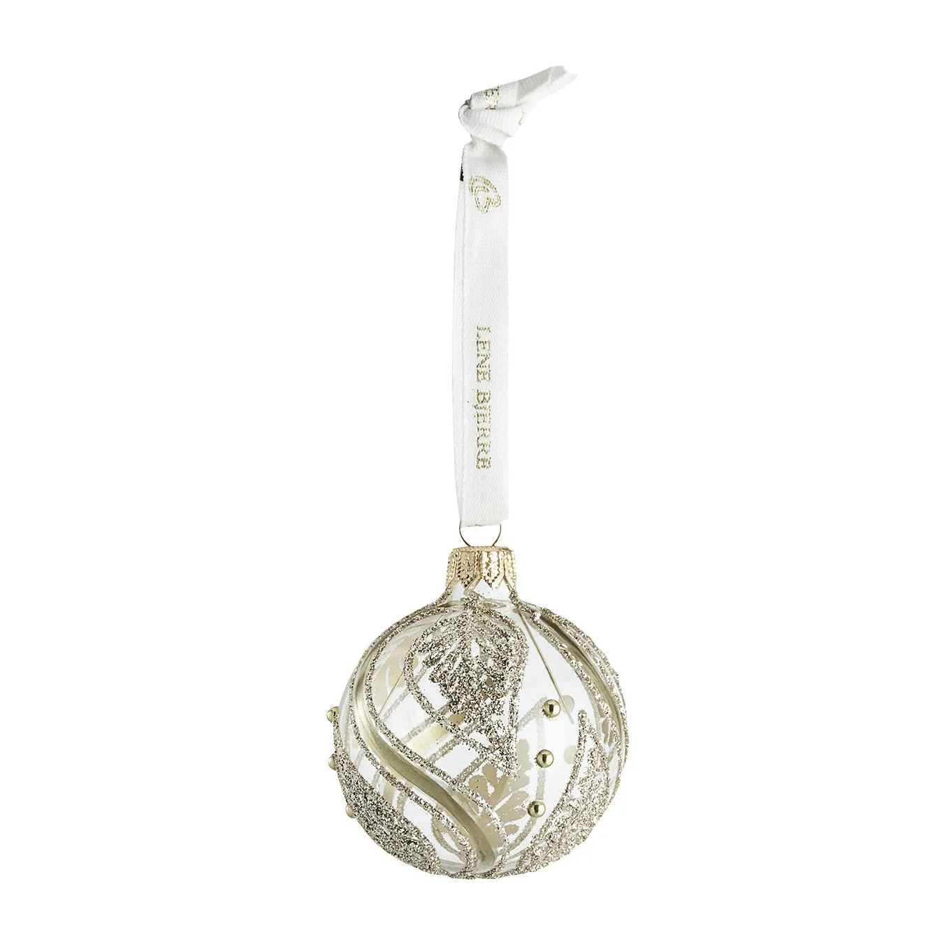 Boule de Noël avec feuilles Cadelia Ø6 cm, Transparent-doré Lene Bjerre
