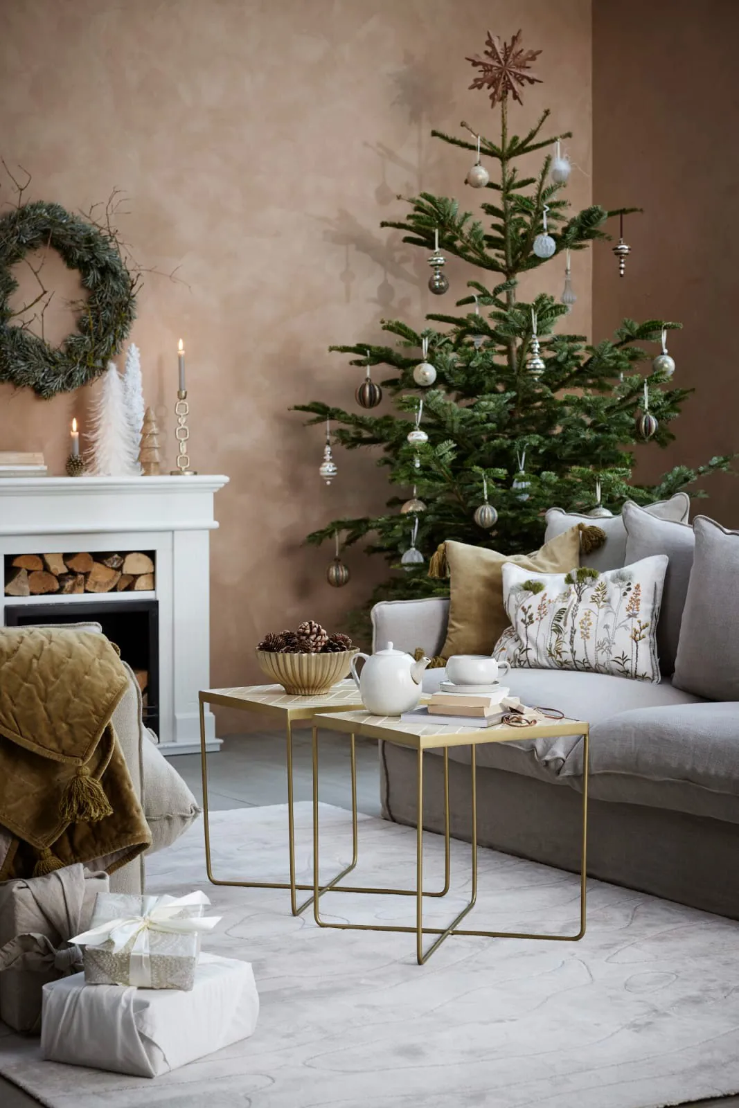 Boule de Noël Clearena Ø10 cm, Dusty green-gold Lene Bjerre