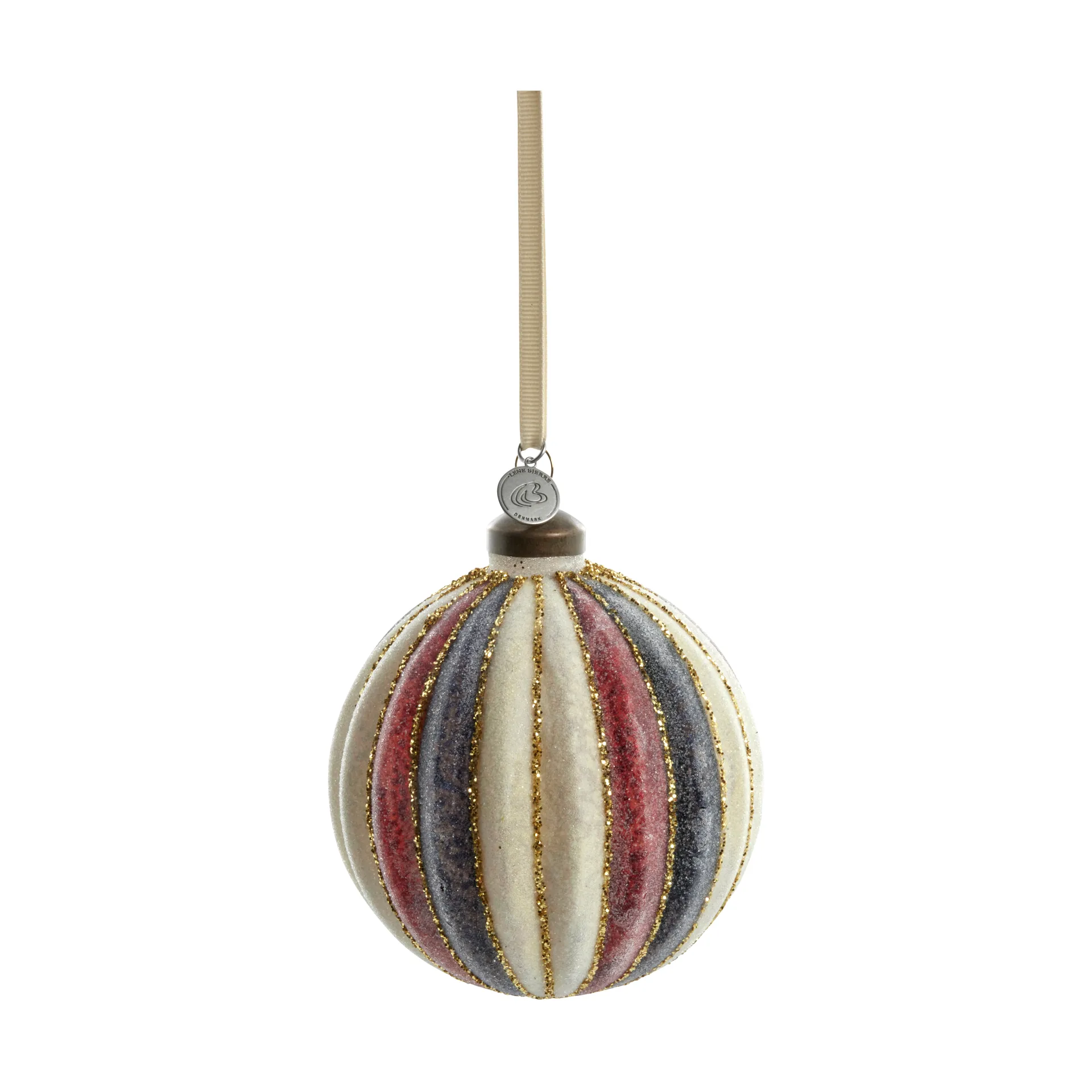 Boule de Noël Noville Ø10 cm, White-dark grey-Pomegranate Lene Bjerre