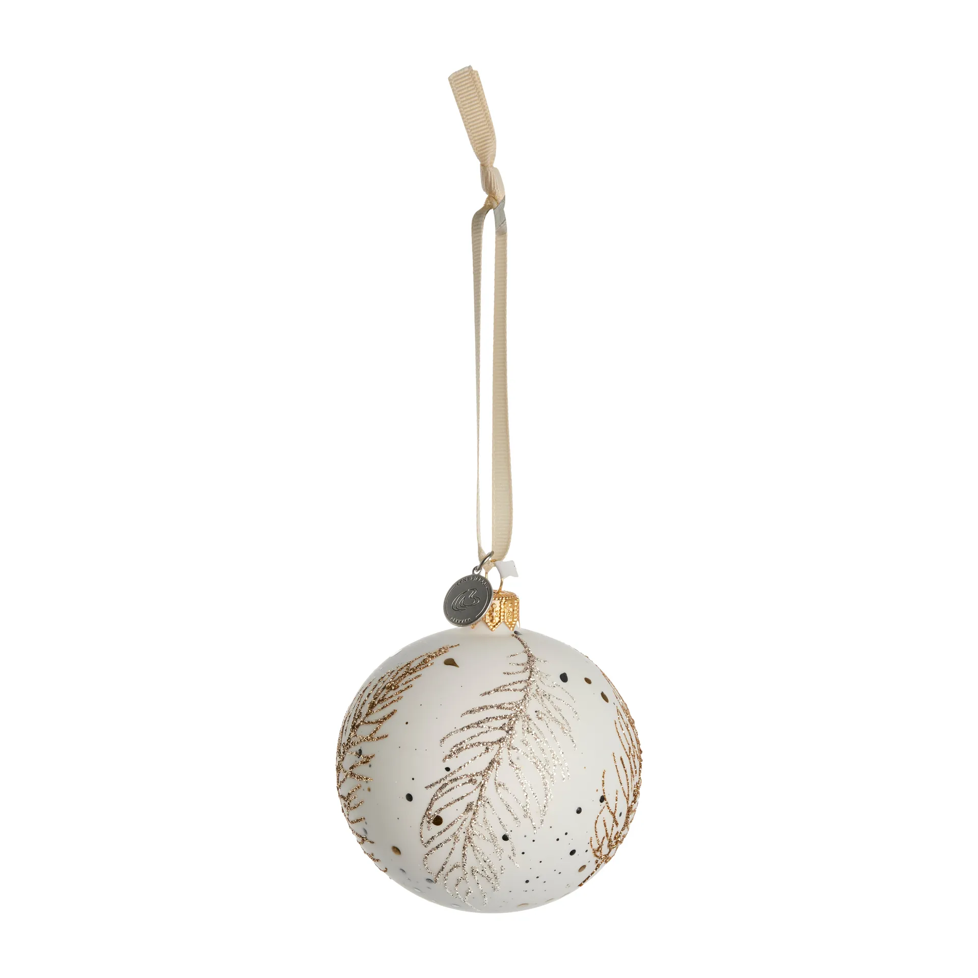 Boule de Noël plume Cadelia Ø8 cm, white-light gold Lene Bjerre