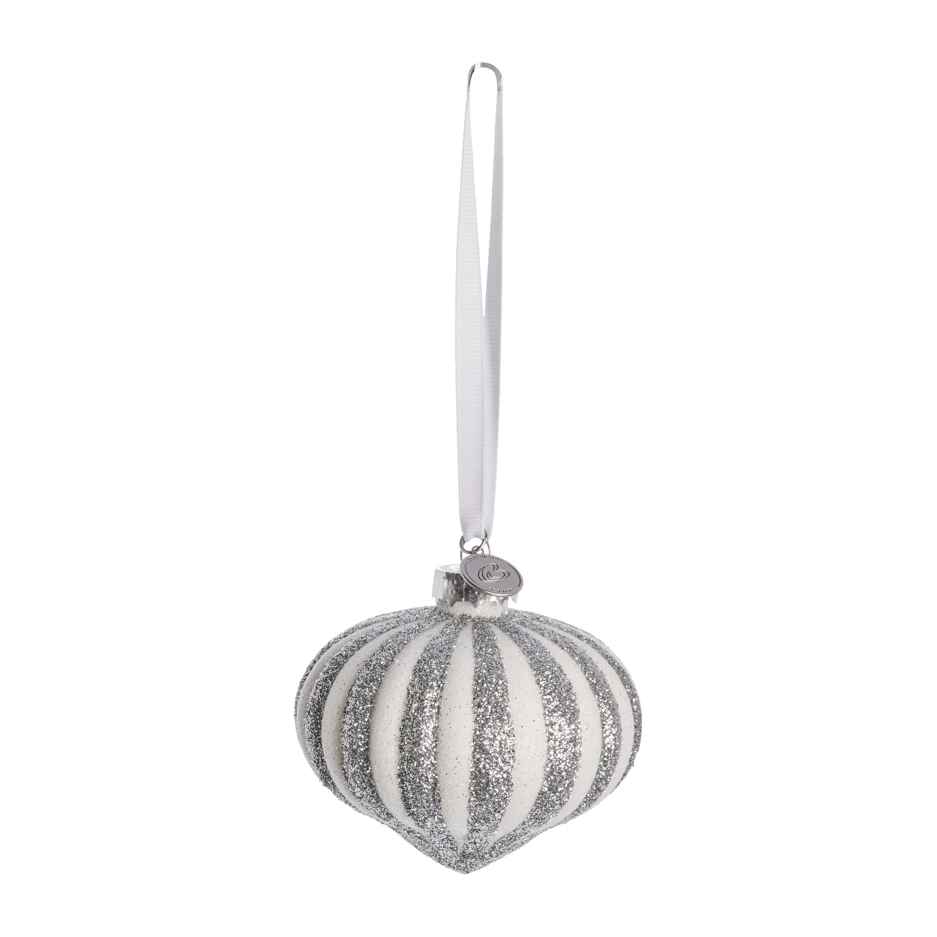 Décoration de Noël Selvie Ø8 cm, white-silver Lene Bjerre