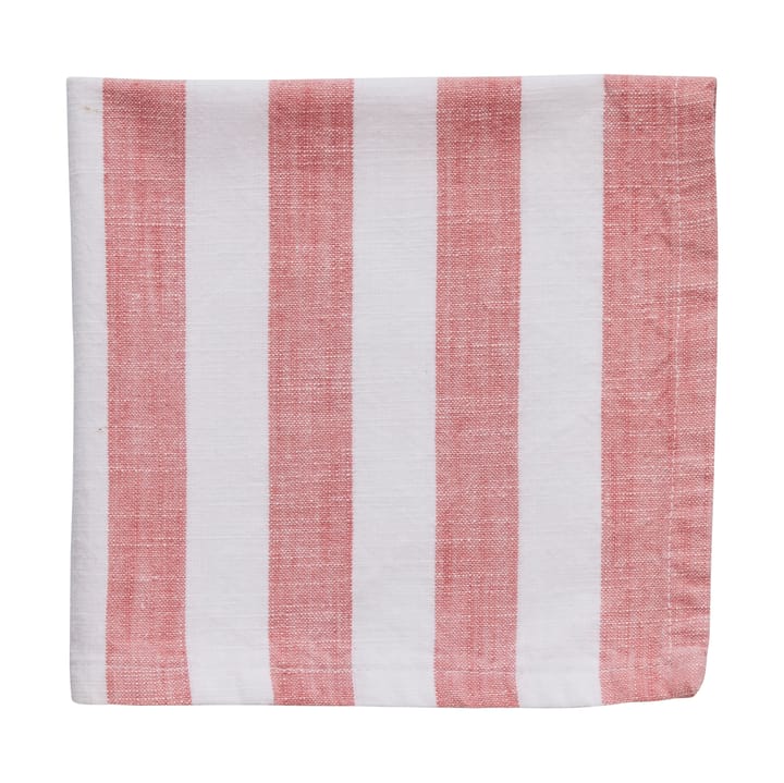 Olivia serviette en coton 40x40 cm - Off White-Dark Coral - Lene Bjerre