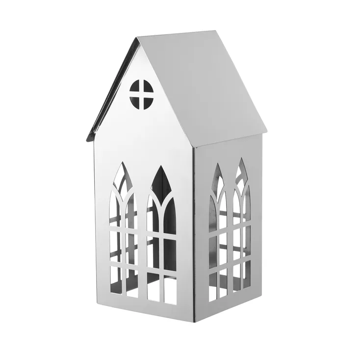 Photophore maison Sigrine - Argenté, 11,5x11xH23 cm - Lene Bjerre