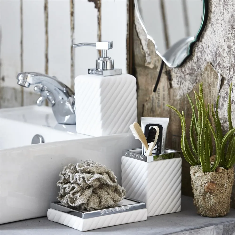 Porte-savon Portia, blanc-argenté Lene Bjerre