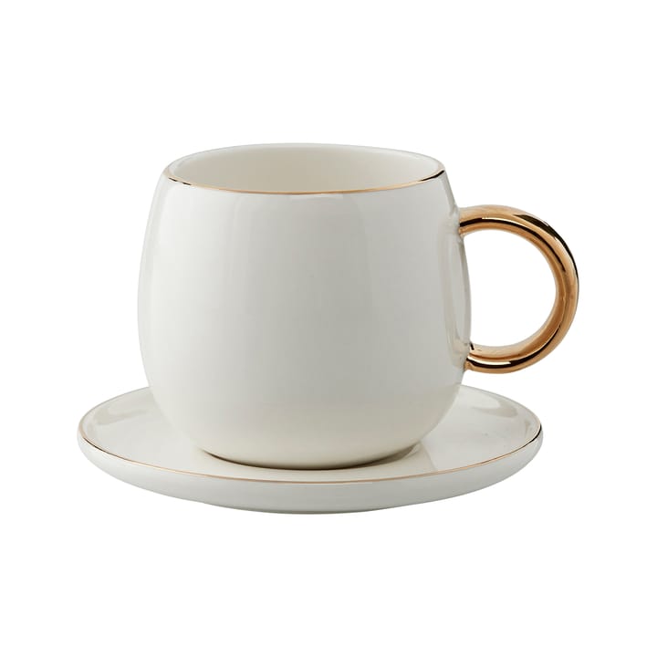 Tasse à espresso avec soucoupe Clara 15 cl - White-light gold - Lene Bjerre