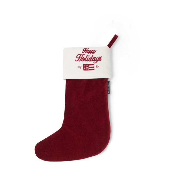 Chaussette de Noël Happy Holidays Organic Cotton Velvet, Red-white Lexington