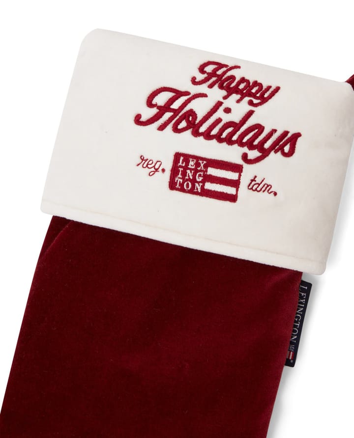 Chaussette de Noël Happy Holidays Organic Cotton Velvet, Red-white Lexington