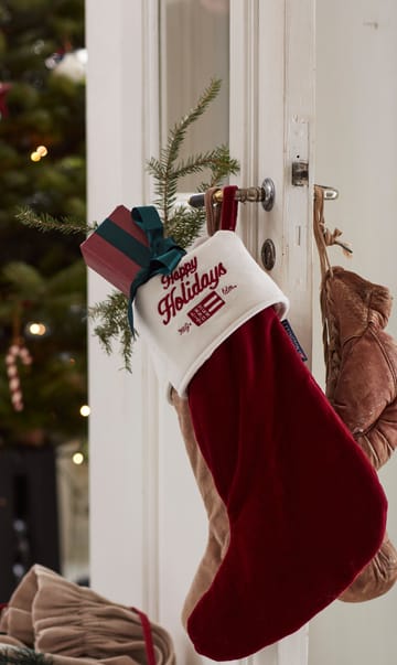 Chaussette de Noël Happy Holidays Organic Cotton Velvet - Red-white - Lexington