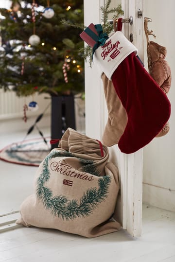 Chaussette de Noël Happy Holidays Organic Cotton Velvet - Red-white - Lexington