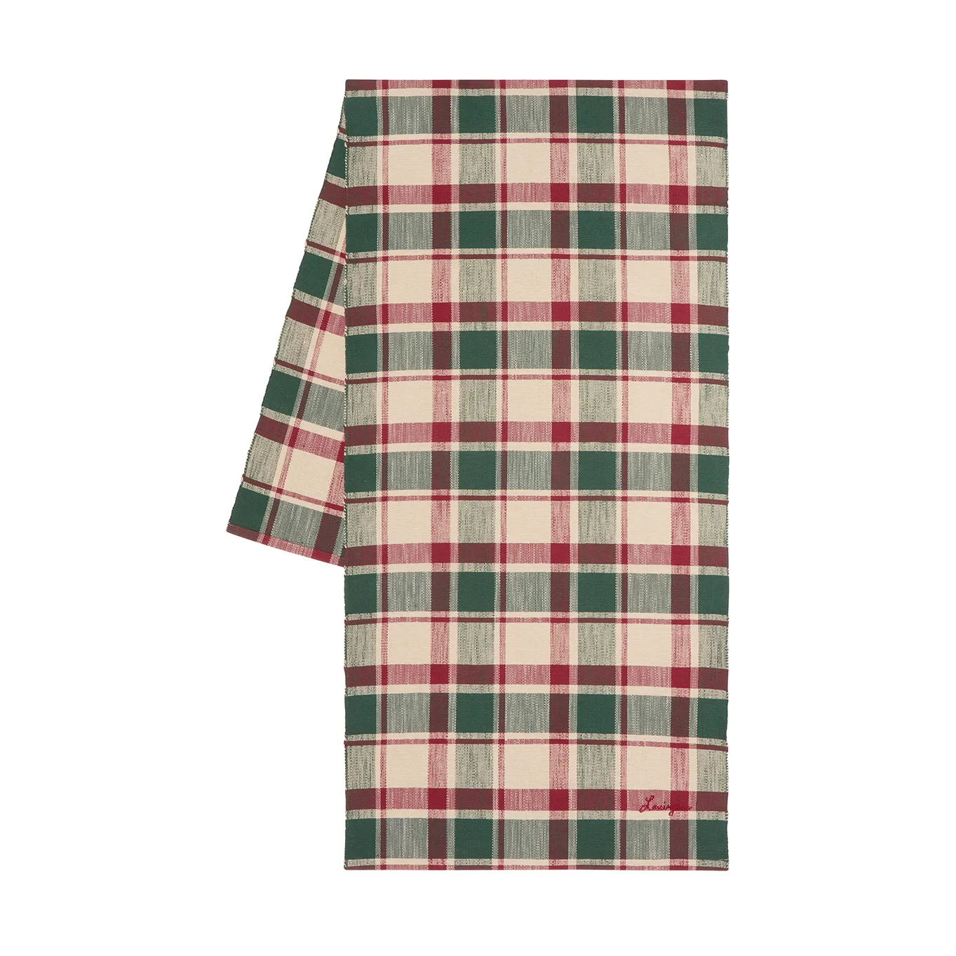 Chemin de table Checked coton écologique, Green-red-beige, 50x150 cm Lexington