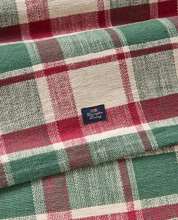 Chemin de table Checked coton écologique - Green-red-beige, 50x150 cm - Lexington