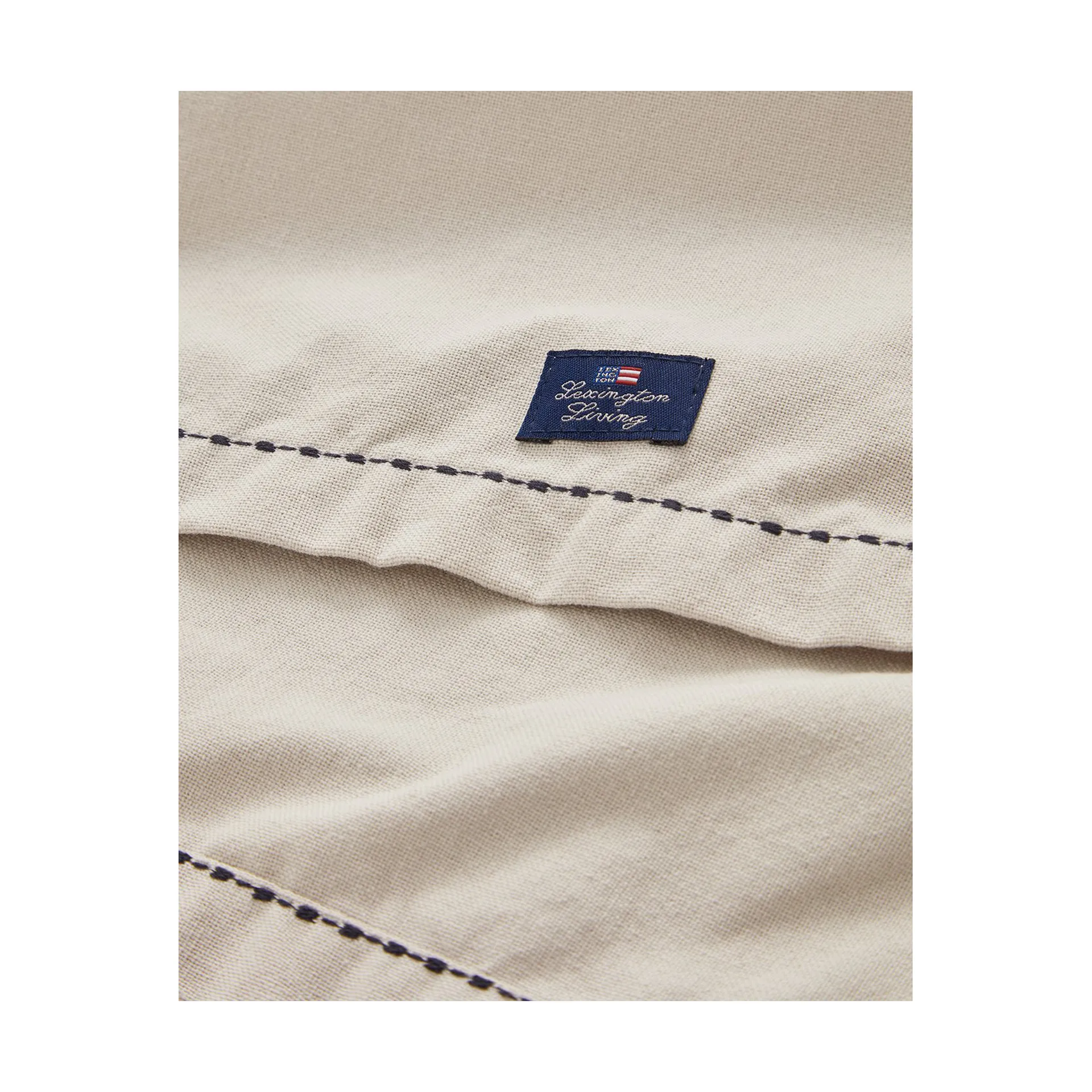 Chemin de table Organic Cotton Oxford stitches 50x250 cm, Beige Lexington