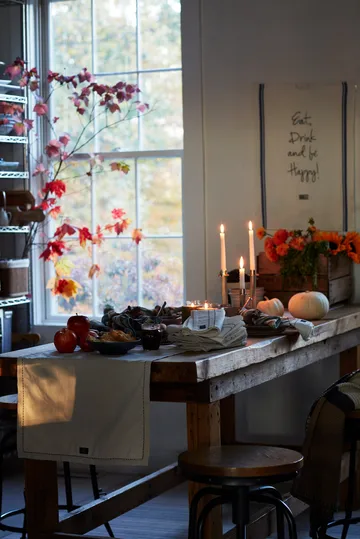 Chemin de table Organic Cotton Oxford stitches 50x250 cm - Beige - Lexington