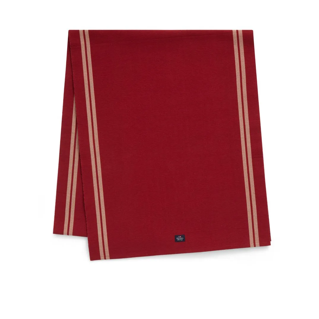 Chemin de table Side Striped Organic Cotton Rib 50x250 cm, Red-beige Lexington