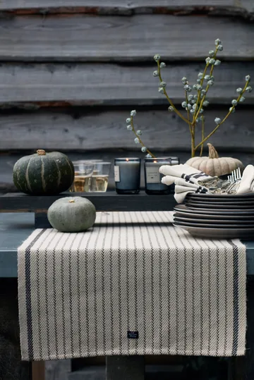Chemin de table Striped Jute Cotton 50x250 cm - Beige-dark gray - Lexington