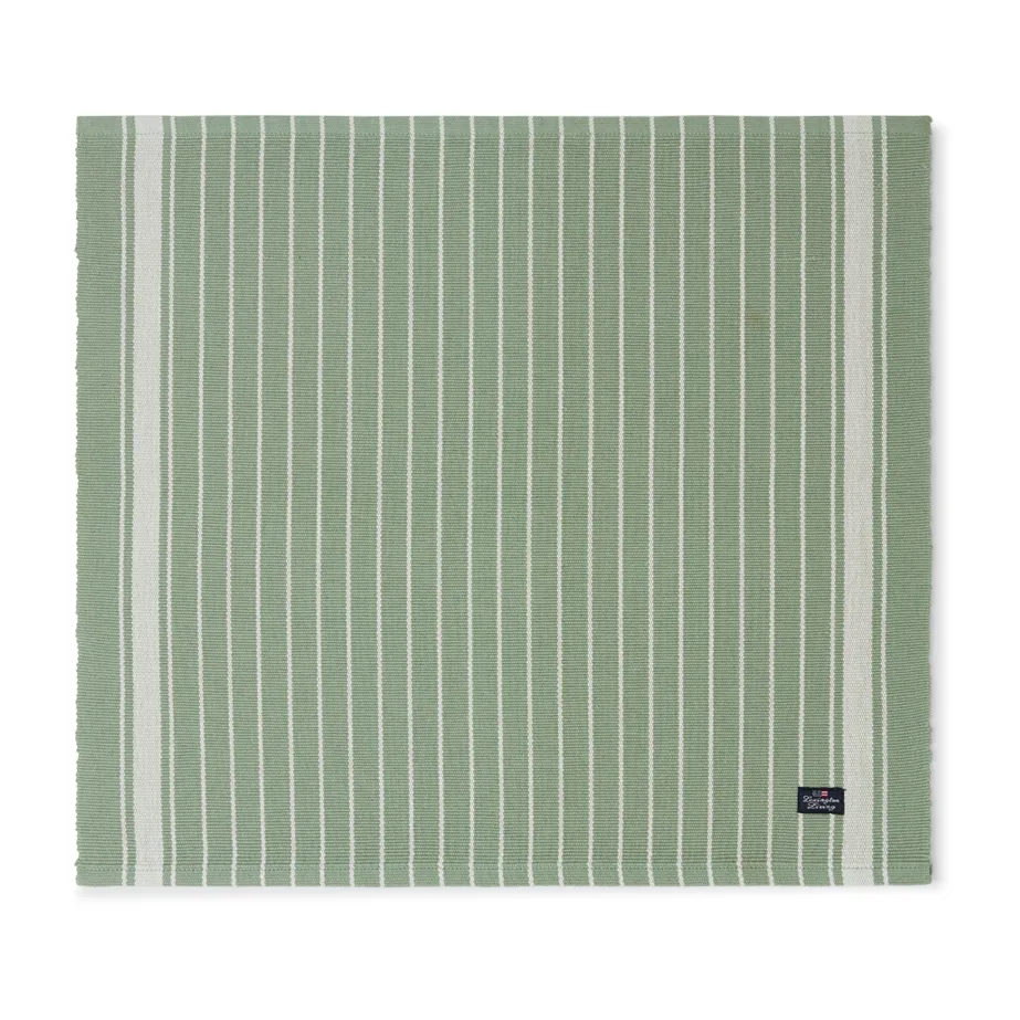 Chemin de table Striped Organic Cotton Rips 50x250 cm, Green-white Lexington