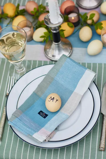 Chemin de table Striped Organic Cotton Rips 50x250 cm - Green-white - Lexington