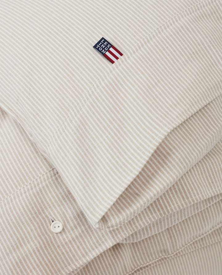 Couette Striped Organic Cotton Flannel 150x210 cm - Beige-off white - Lexington