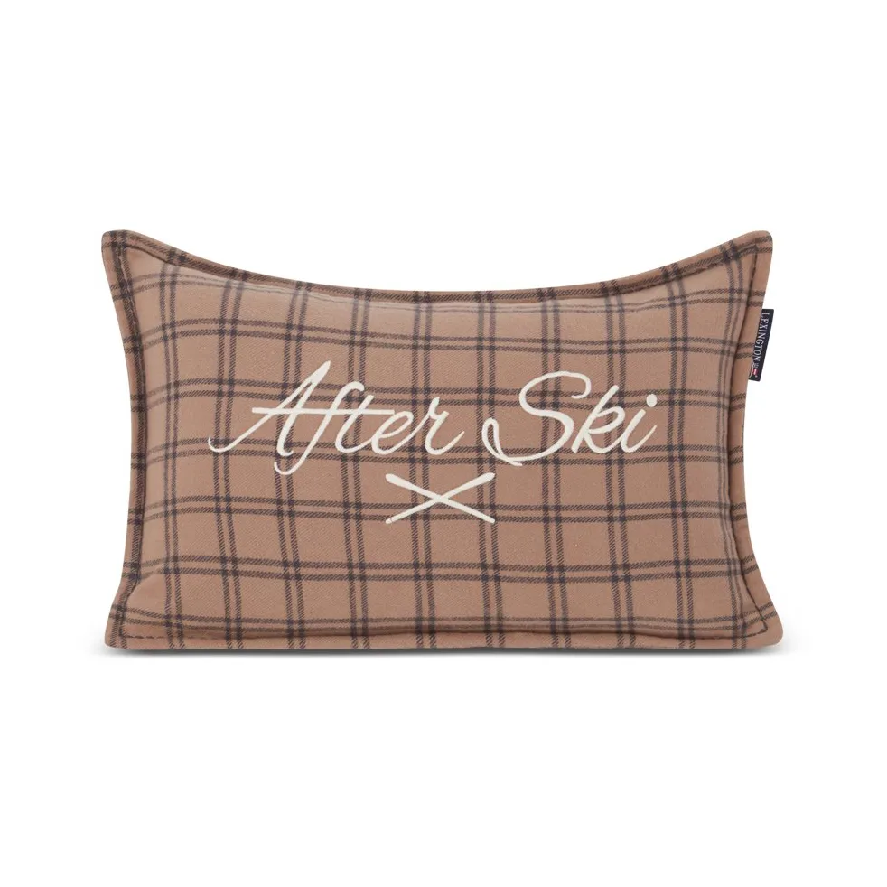 Coussin After Ski Checked Cotton Flannel 30x50 cm, Beige-dark gray Lexington