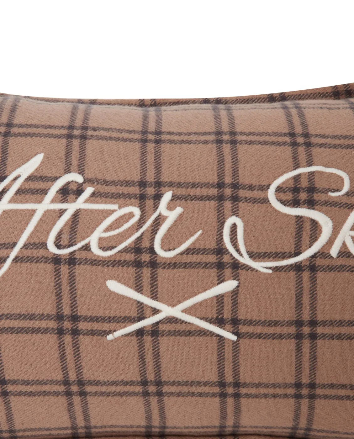 Coussin After Ski Checked Cotton Flannel 30x50 cm, Beige-dark gray Lexington