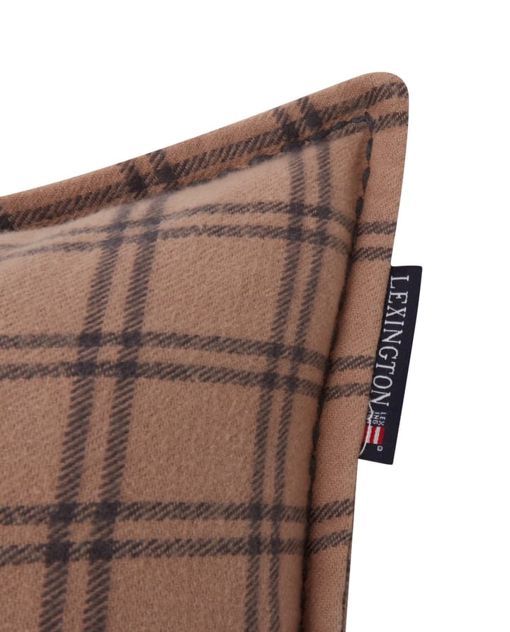 Coussin After Ski Checked Cotton Flannel 30x50 cm, Beige-dark gray Lexington