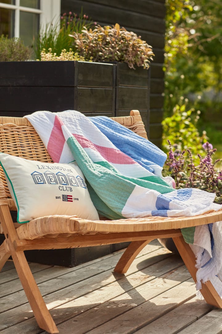 Coussin Beach Club Small Embroidered 30x40 cm, Bleu-blanc-vert Lexington